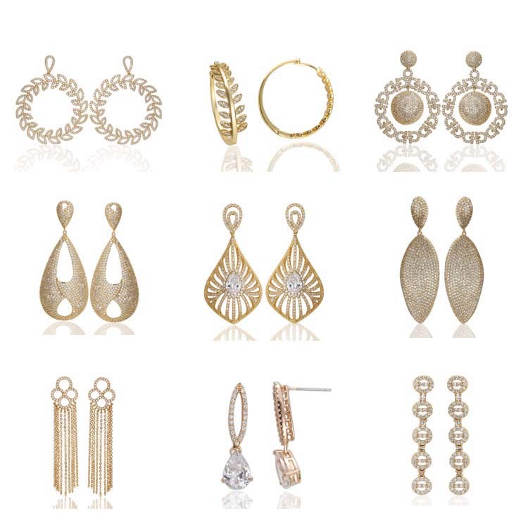 Tops Design Simple Dubai Gold Plated Jewelry Gold Earrings Women