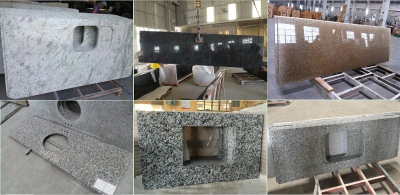 G655 Hazel White/Grey Pearl Granite Polished Vanity Tops with Sink Cut-out