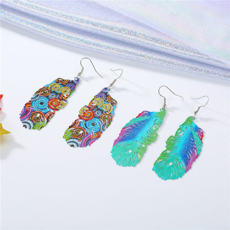 Fashion Personality Luxury Gift Multicolor Leaves Fringed Pendant Earrings Women Wholesale Mix