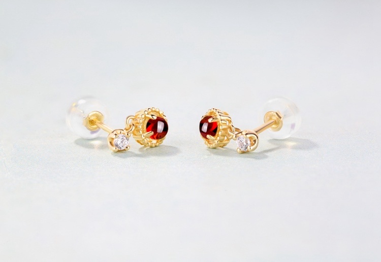 Fashion Women Gold Gemstone Earrings Luxury Mozambique Garnet Earrings for Parties