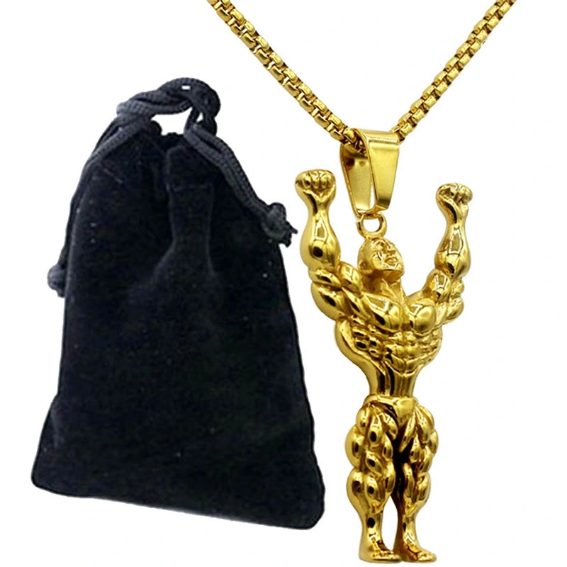 Muscle Men Jewelry Fitness Pendant Hiphop Necklace for Men