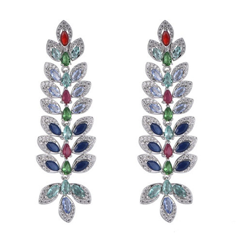 925 Silver Party Luxury Leaf Drop Earring with Pearl