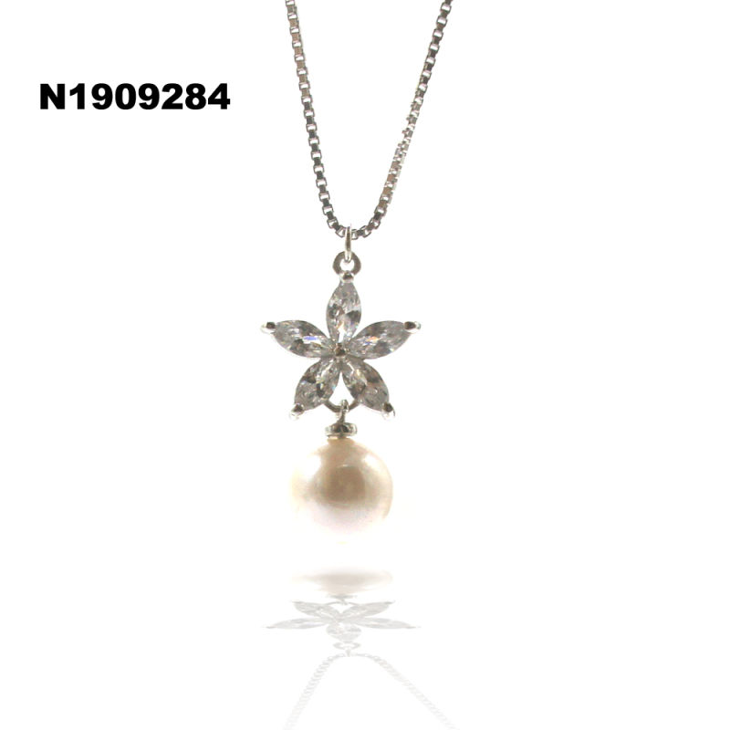 Fashion 925 Silver Jewelry Necklace with Pearl Fashion Necklace Set