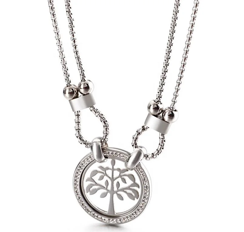 Hot Selling Women Tree of Life Pendant Stainless Steel Layered Necklace Jewelry