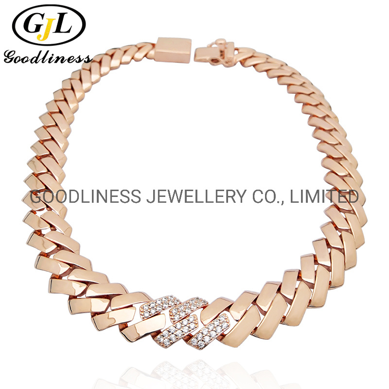 Fashion Hiphop Cuban Link Chain 18K Gold Plated Jewelry Necklace