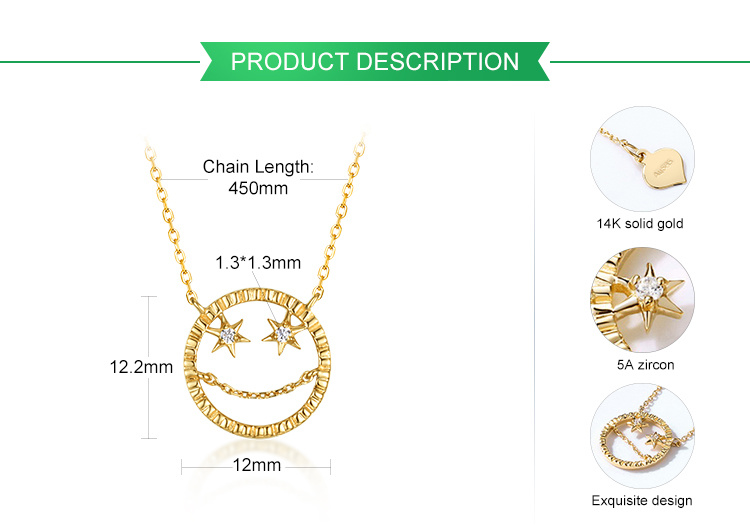 New Fancy Design Gold Necklaces Women 14 Karat Real Gold Jewelry Necklaces
