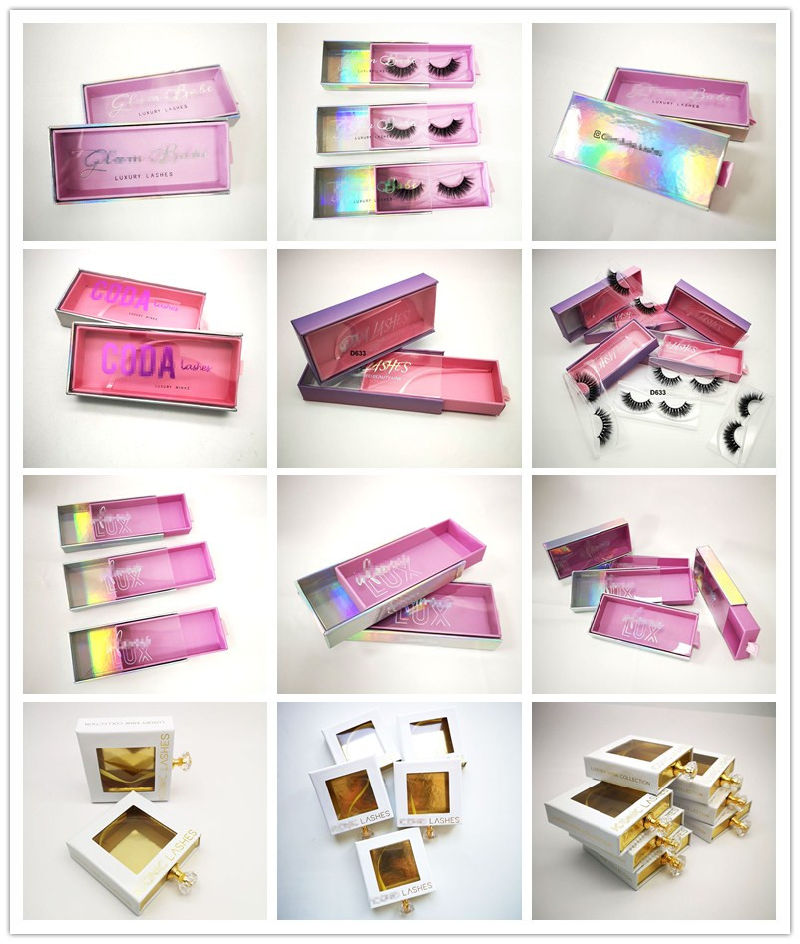 Luxury Custom Rose Gold Eyelash Box Packaging Wholesale with Golden Foil Stamping Logo