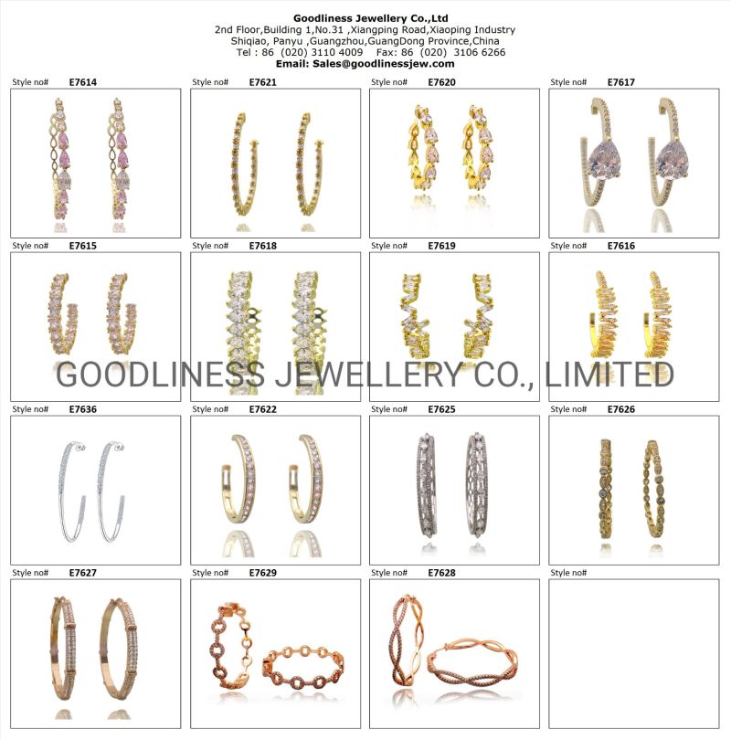 New Design Women's Gift Fashion Jewelry CZ Stone Hoop Earrings