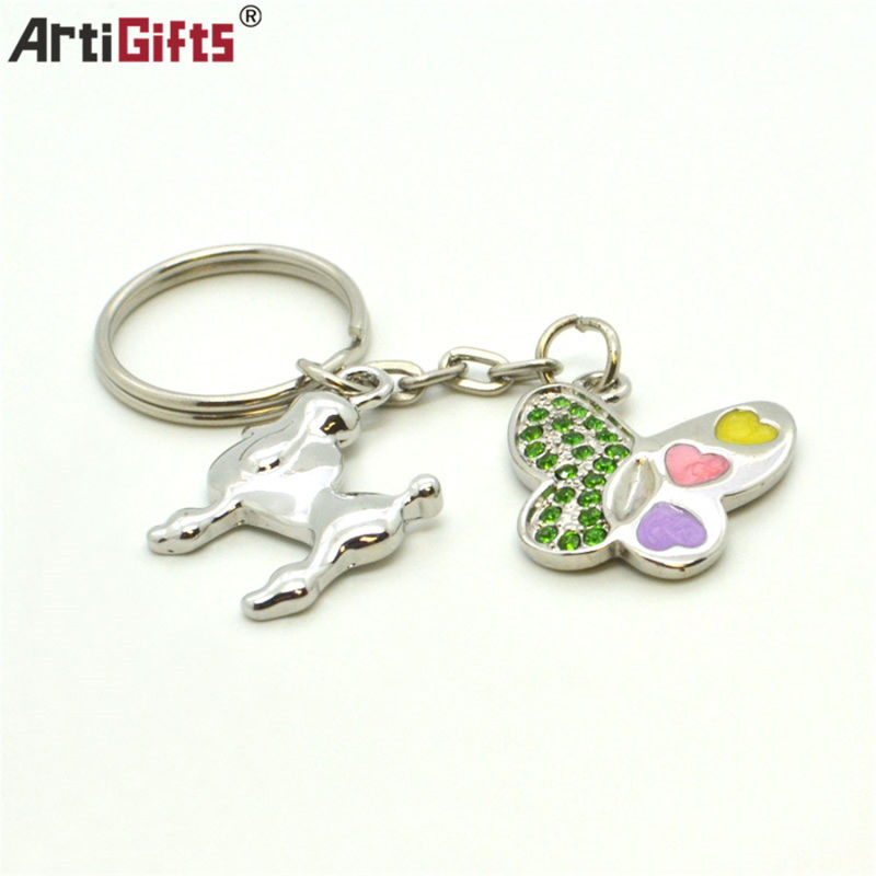 New Fashion Butterfly Rhinestone Key Chain Charm for Girls