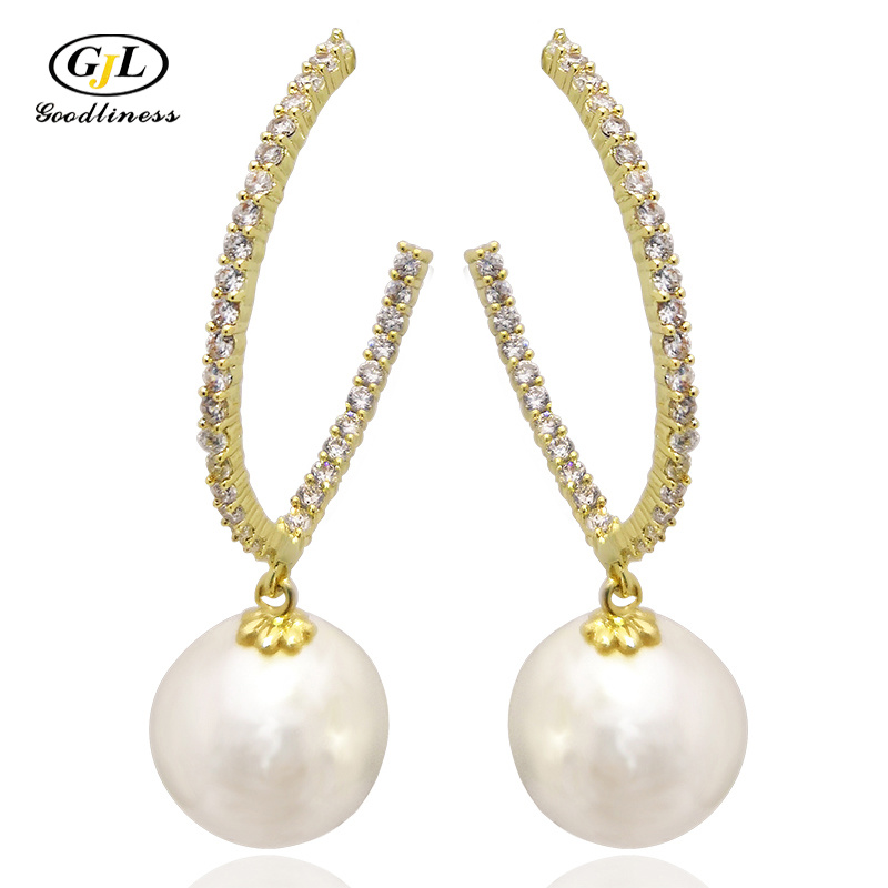 Fashion Jewelry Shell Shape Pearl Drop Earrings for Women