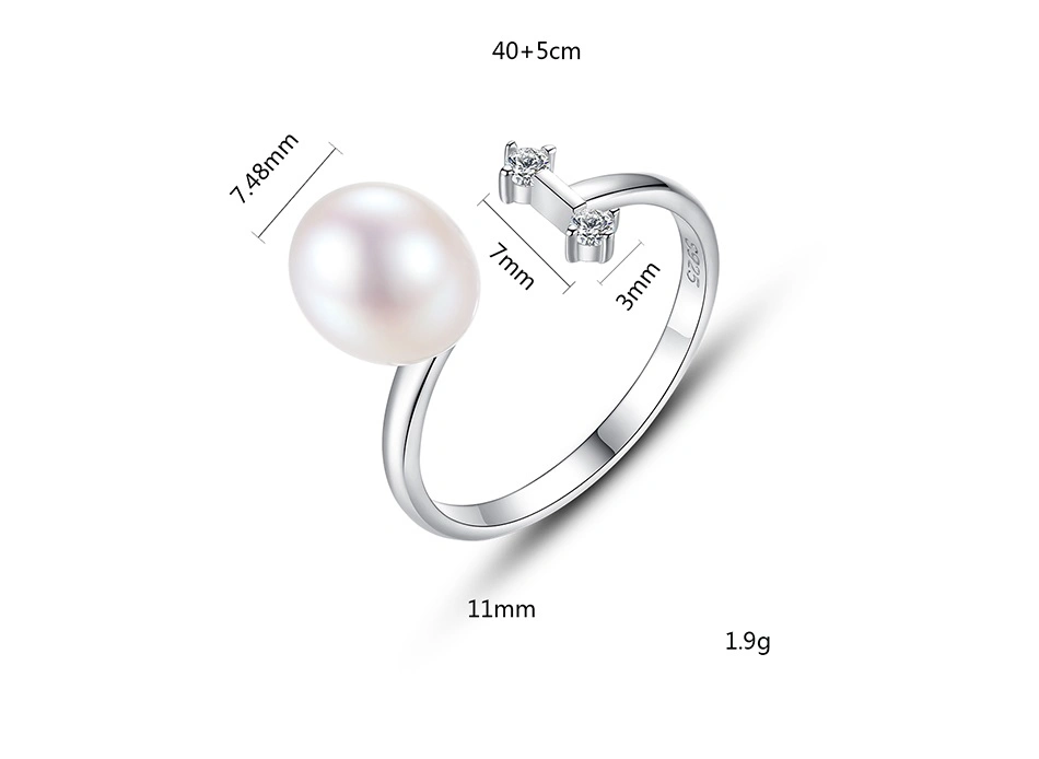 Daily CZ 925 Sterling Silver Finger Freshwater Pearl Rings