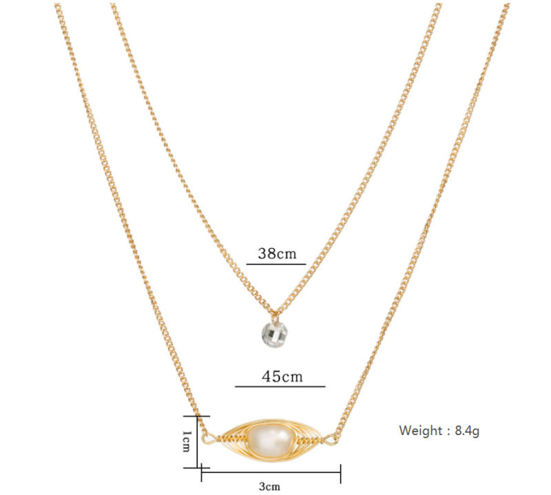 Fashion Jewelry Multi Layers Drop Necklace with Oval Charm with Pearl
