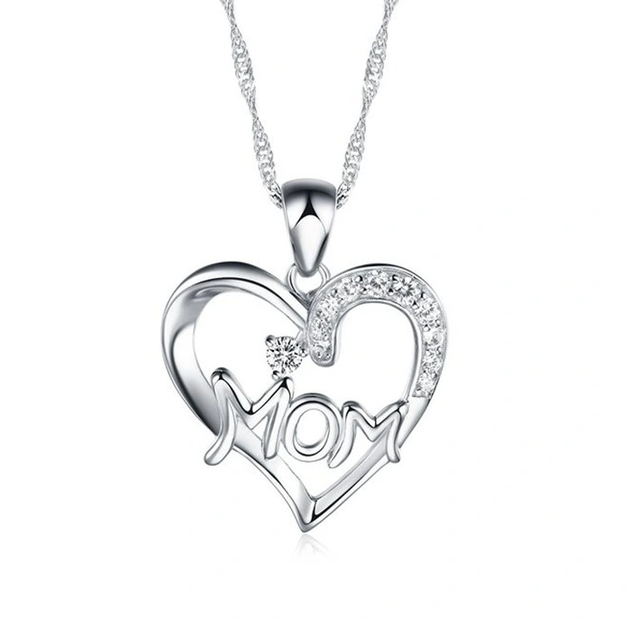Heart Necklace Mother's Day Guft Made by Sterling Silver & CZ