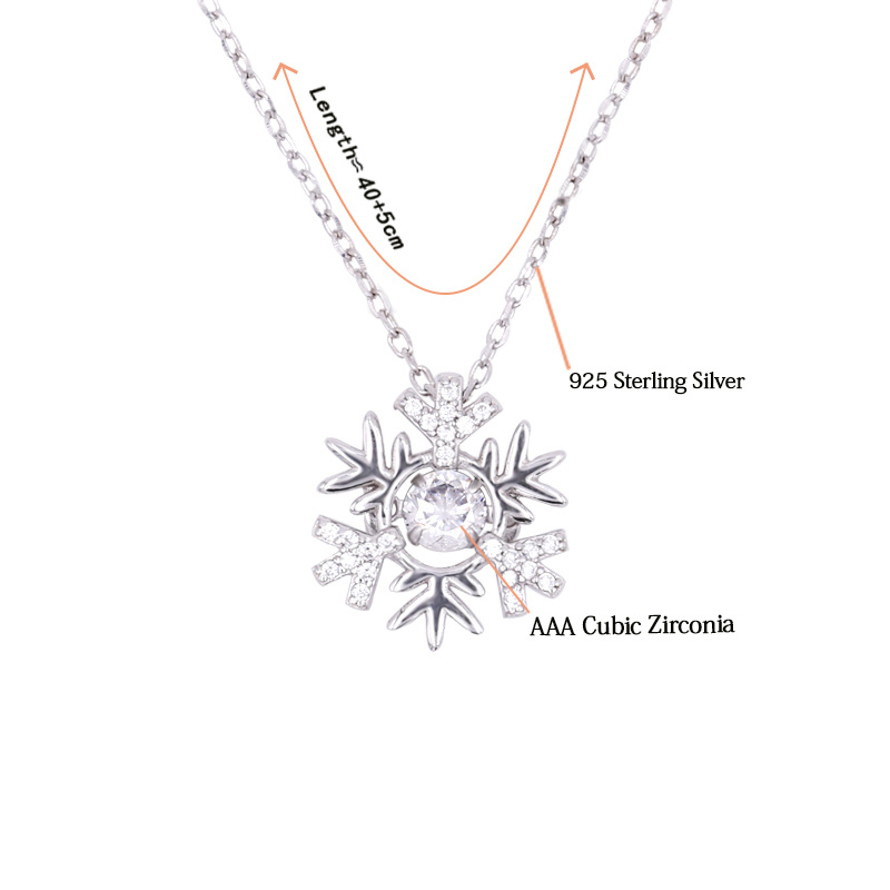 Latest Design Iced out Jewelry 925 Sterling Silver CZ Zircon Snowflake Pendant Necklace