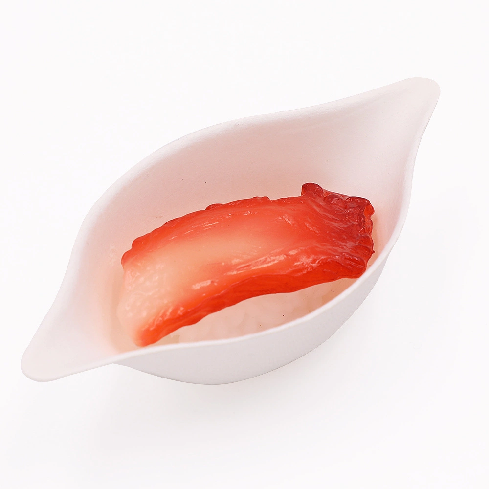 Biodegradable Tear Drop Spoon Shape Sugarcane Fruit Dish Disposable Bagasse Paper Sauce Fish Tray