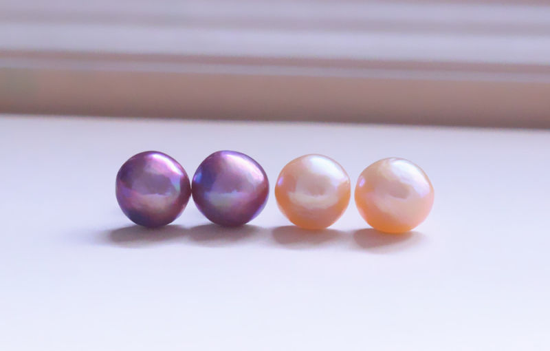 Cheap Half Round Natural Cultured Freshwater Mabe Pearl Stud Earrings Wholesale in Bulk