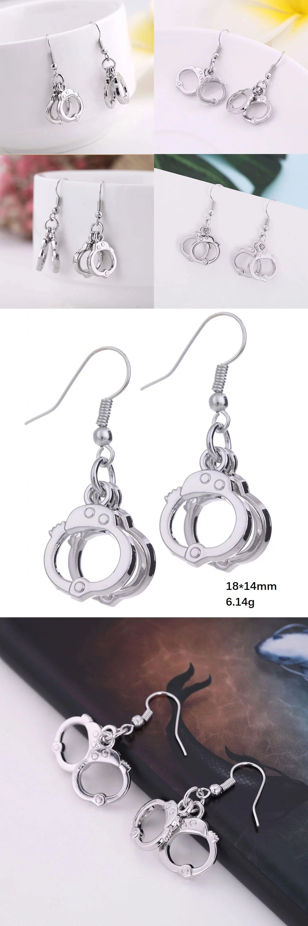 Newest Wholesale Antique Sliver Color Zinc Alloy Handcuff Shaped Jewelry Women Earrings