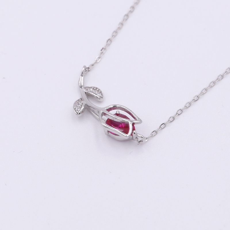 Wholesale New Crystal Gemstone Rose Flower Pendant Necklace for Ladies