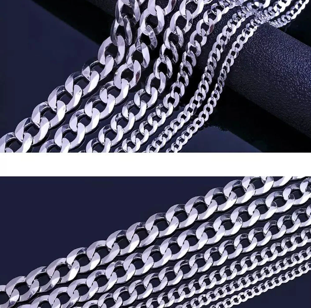 Never Fade 3.5mm/5mm/7mm Stainless Steel Cuban Chain Necklace Waterproof Men Link Curb Chain Gift Jewelry Length Customized
