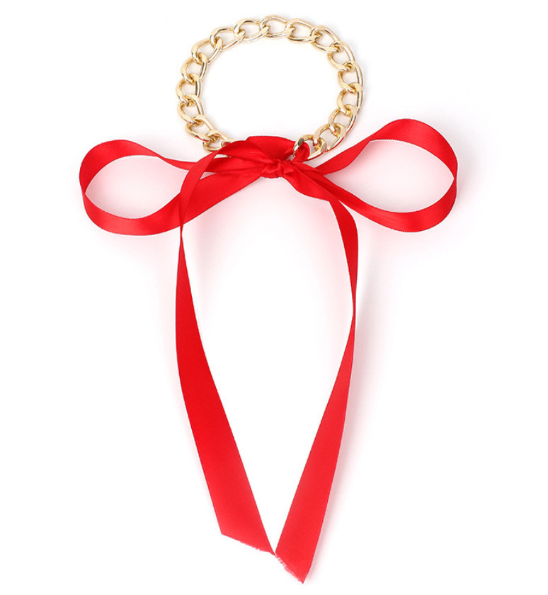 Fashion Jewelry Delicate Chain Necklace with Ribbon Bowknot