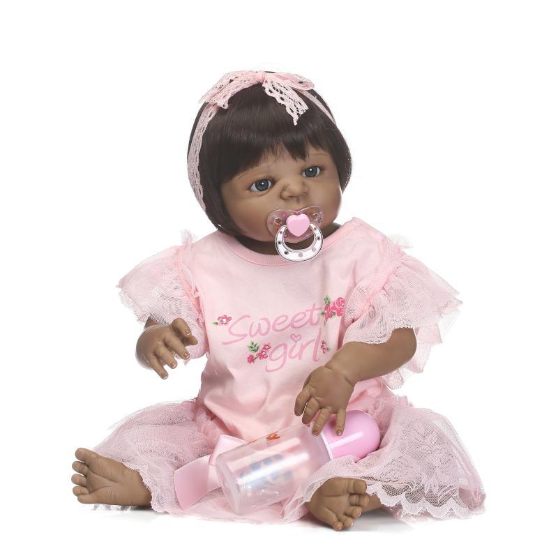Silicone Reborn Doll Kits Bebe Reborn Doll Mold Boneca Reborn 22inch Mini Doll Kits African Girl