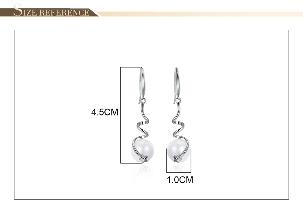 New Fashion Alloy Earrings Silver Earrings Double Spiral Pearl Earrings Ladies Dangle Earrings