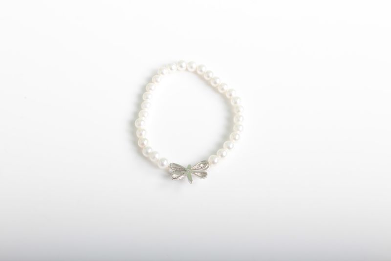 Natural Pearl Bracelet 925 Silver Elegant with Dragonfly Sumptuous Ladies Jewelry