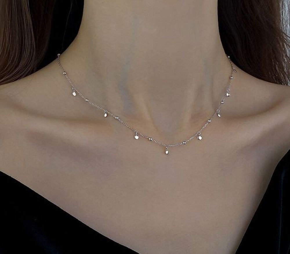 Cheap Price 2021 Fashion Minimalist Geometric Round 925 Silver Choker Women Necklace Jewelry