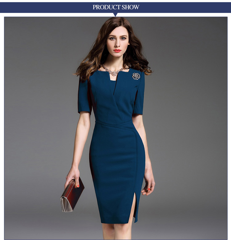 Office Ladies Beaded Pencil Dress Pictures Semi Formal Dresses