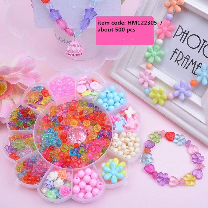 DIY Kids Beaded Set Fun Beaded Girl Toys Pearl Suite Sets