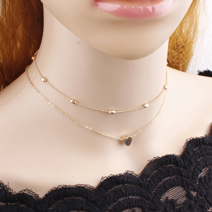 Silver Gold Color Choker Necklace for Women Love Heart Jewelry Fashion Necklaces