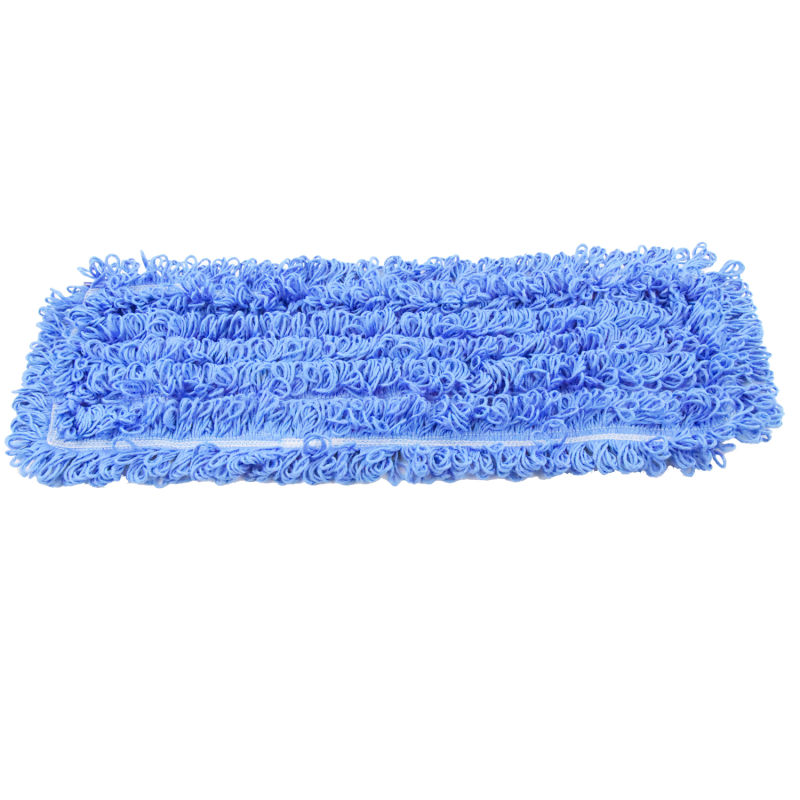 18" Blue Microfiber String Loop Fringed Magic Velcro Mop Head