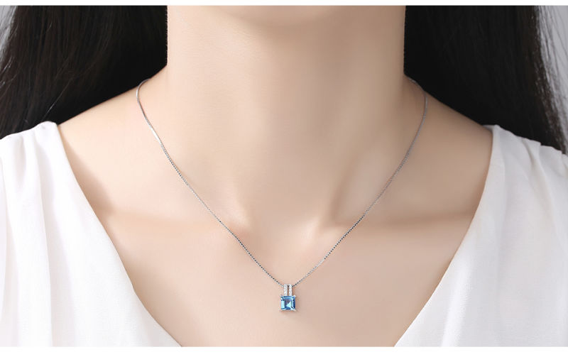 Light Blue Topaz Silver Necklace Women 925 Sterling Silver Jewelry