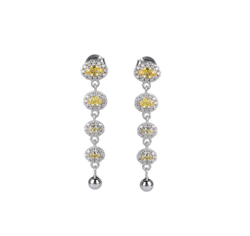 Fashion Silver Jewelry Long Earring, Colours Stone Exaggerated Silver Earrings