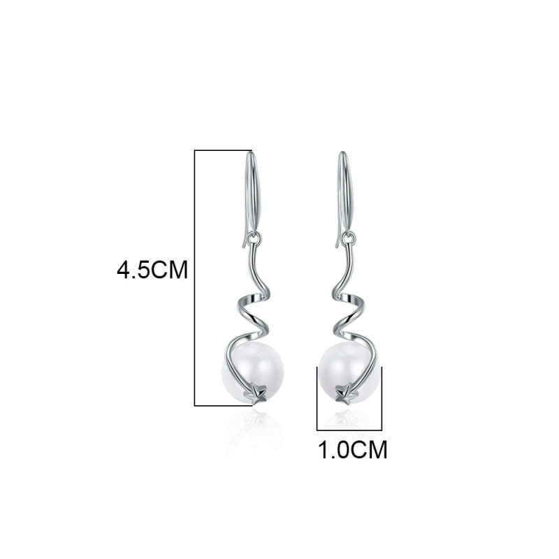 New Fashion Alloy Earrings Silver Earrings Double Spiral Pearl Earrings Ladies Dangle Earrings