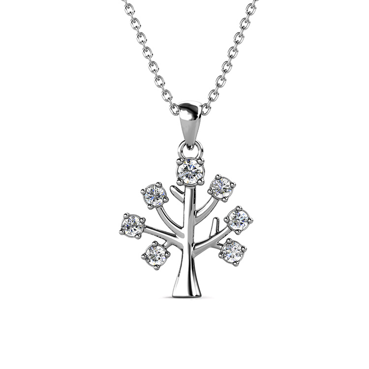 Premium Austrian Crystal Family Tree of Life Pendant Necklace Plant Jewelry 2021