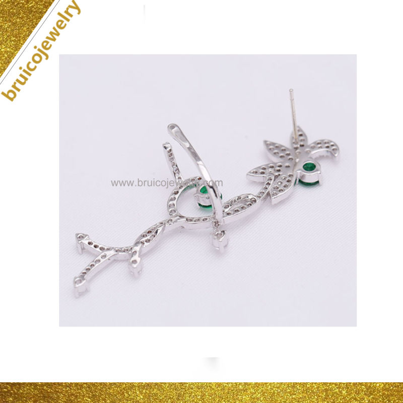 925 Silver 9K 14K 18K Gold Flower Zircon Ear Cuff Luxury Jewelry Diamond Jewellery Earring for Ladies