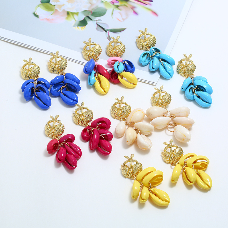 Shell Earrings Summer Beach Earrings Bohemia Tassel Earrings for Women (ESG11636)