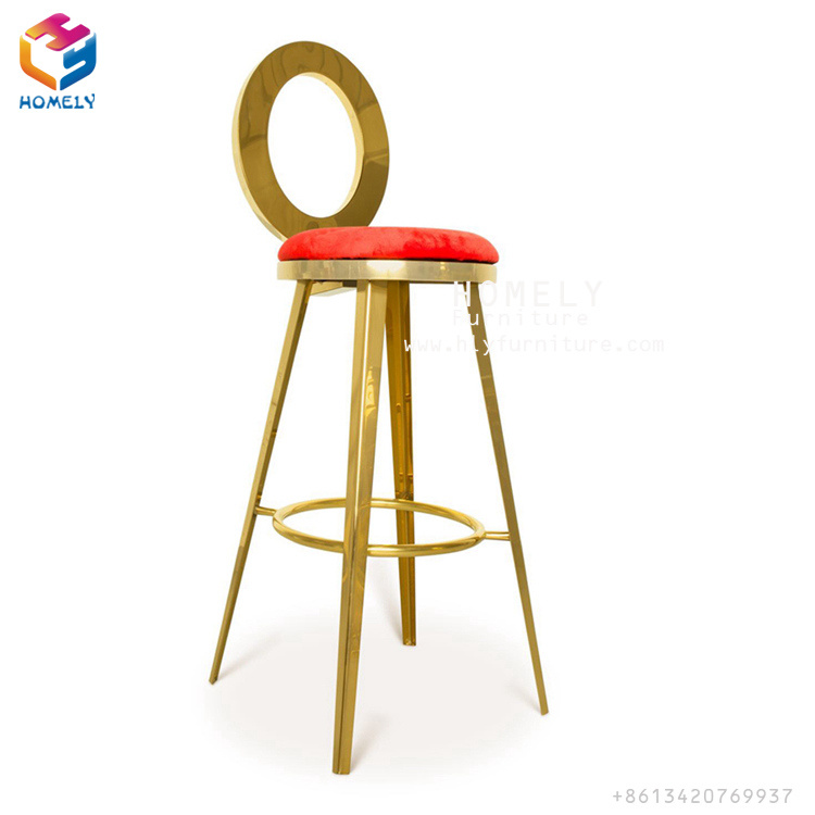 Best Selling Gold/Silver Morden Stainless Steel Leather High Back Bar Stool