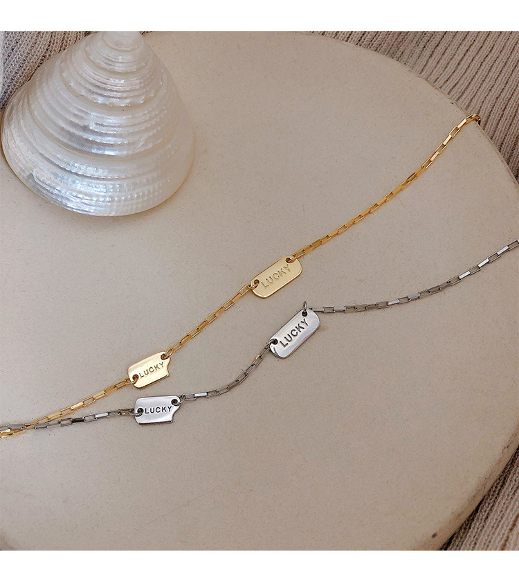 925 Sterling Silver Lucky Letter Necklace Clavicle Chain