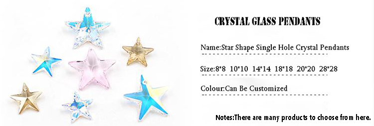 Fashion Single Hole Five-Pointed Star Earring Crystal Pendants