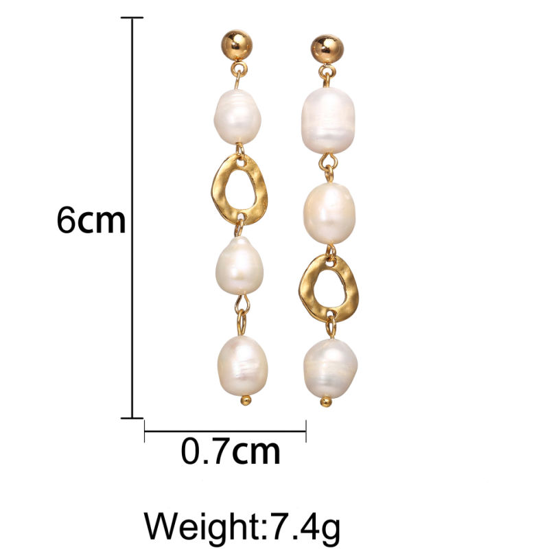 Women Jewelry Fashion Baroque Freshwater Pearl Asymmetric Earring