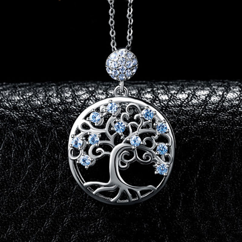 Tree of Life Pendant Necklace 925 Sterling Silver Jewelry for Women Wholesale