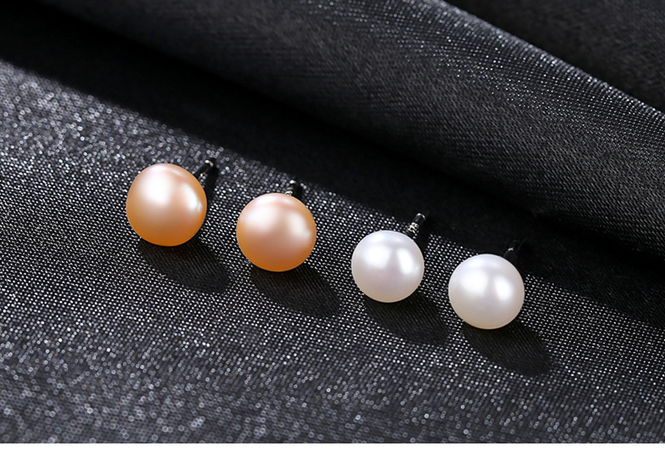 Elegant Simple Silver Freshwater Pearl Stud Earrings