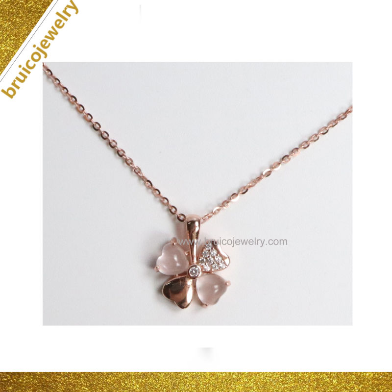 Fashion Silver Necklace Jewelry Pink Gold Plated Necklace for Girls
