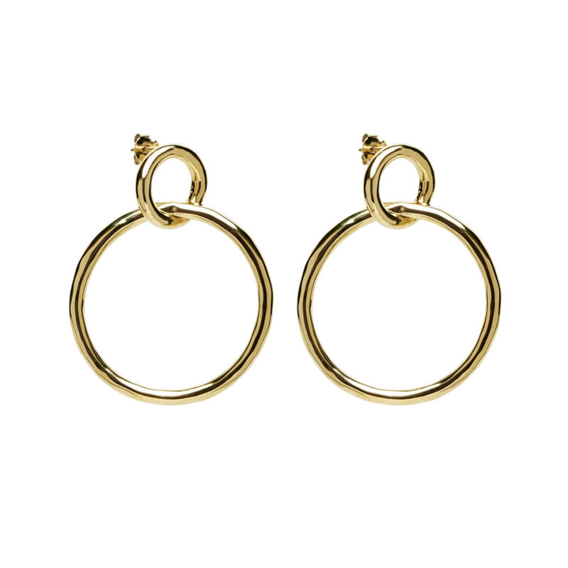 Trendy Design Jewelry 925 Sterling Silver 18K Gold Plated Stud Circle Pendant Earrings