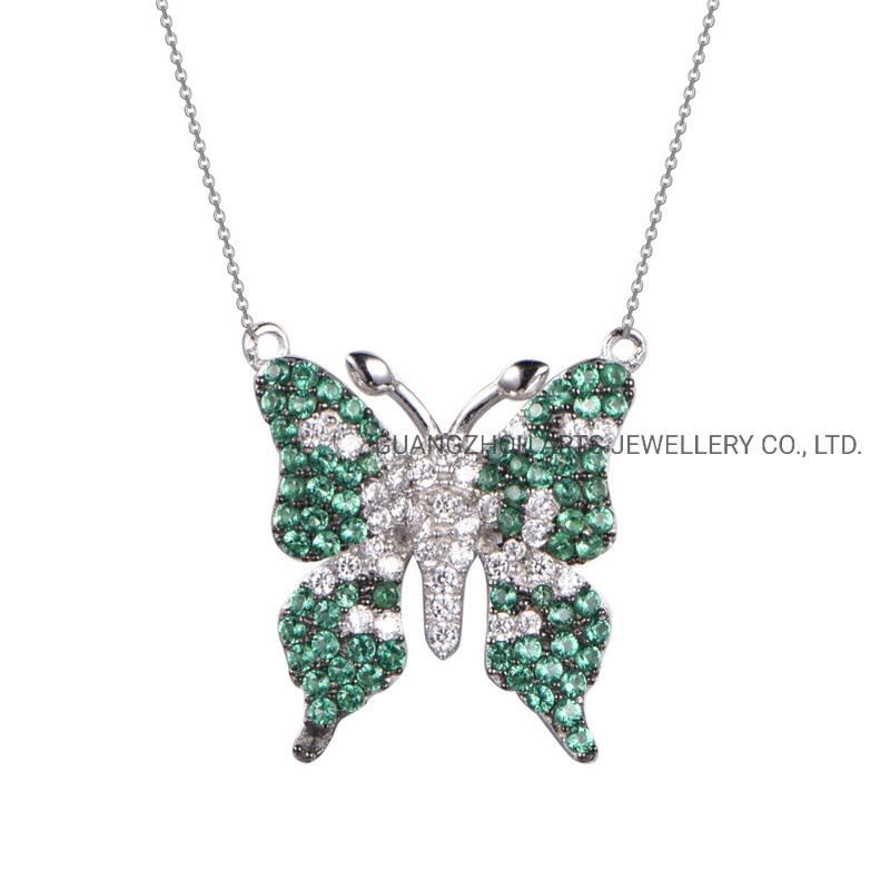 Color Czs Over Butterfly Silver Necklace