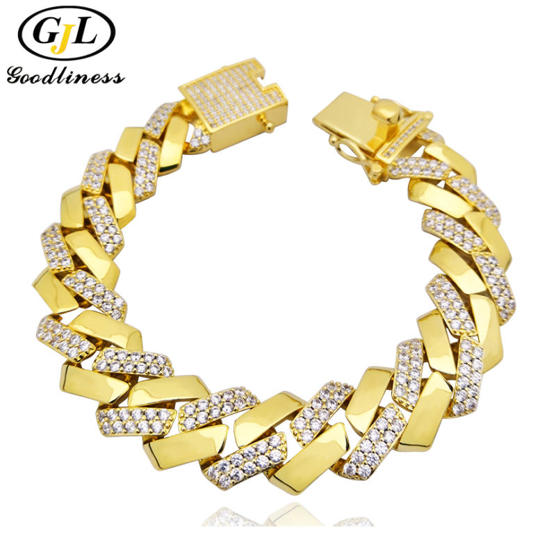 12mm 15mm 18K Gold Plated Cuban Chain Bracelet for Men