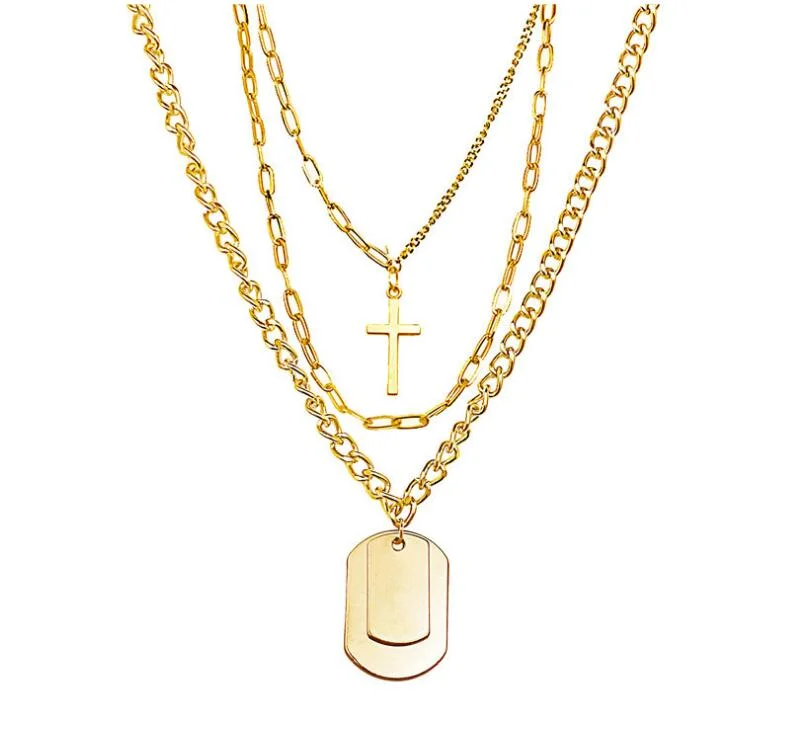 Hip Hop Multi-Layered Cross Necklace Fashion Street Style Necklace