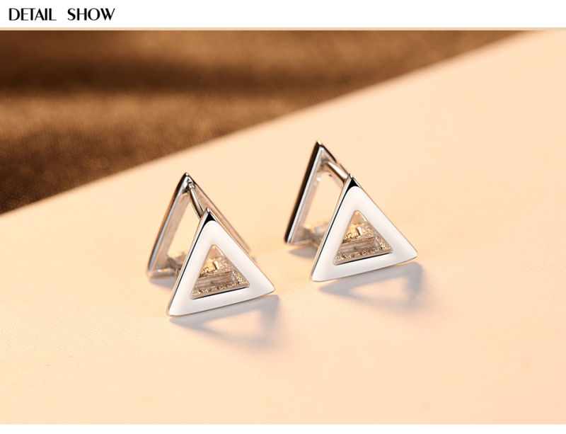 Customized 925 Sterling Silver Triangle Shape Hollow Stud Earrings